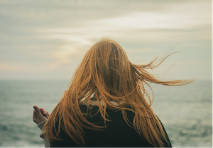 Woman at the Beach in Cold Weather